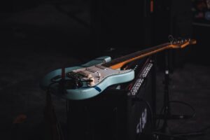 Photo by Simon Weisser teal and brown electric guitar